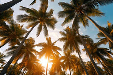 Upward Glance at Majestic Coconut Palms