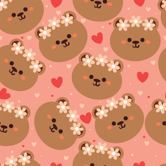 seamless pattern cartoon bears. cute animal wallpaper illustration for gift wrap paper