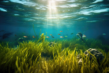 Fototapeta na wymiar Underwater Serenity: Anabas Fish in the Deep Blue