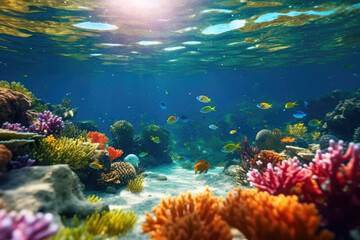 Naklejka na ściany i meble Sea Symphony: Anabas Fish in their Underwater Realm