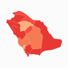 Colorful Saudi Arabia Divided Map Illustration