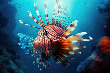 Naklejka na ściany i meble Majestic Lionfish in its Underwater Realm
