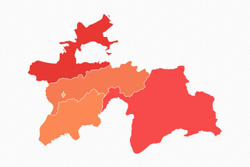 Colorful Tajikistan Divided Map Illustration