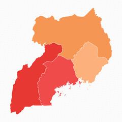 Colorful Uganda Divided Map Illustration