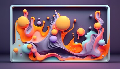 Trendy colorful sphere abstract background design, creative paint ball liquid wallpaper color idea concept art neon