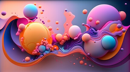 Trendy colorful sphere abstract background design, creative paint ball liquid wallpaper color idea concept art neon
