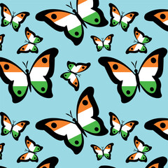 happy independence day 15th august butterfly freedom seamless pattern template for card design background
