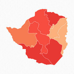 Colorful Zimbabwe Divided Map Illustration