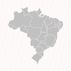 Obraz premium Detailed Map of Brazil With States and Cities