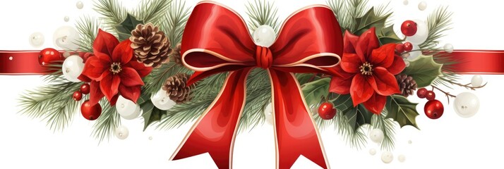 christmas background with ribbon and bow