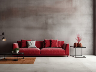 Loft style interior, sofa, concrete wall texture
