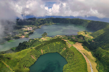 Naklejka premium Stunning view of the Azores. Aerial photography.