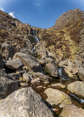 Trail in the mountains with waterfall, Loughmahon, Waterford, Ireland