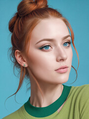 Portrait of a beautiful blonde woman with blue eyes.Studio photo session.Digital creative designer fashion glamour art.