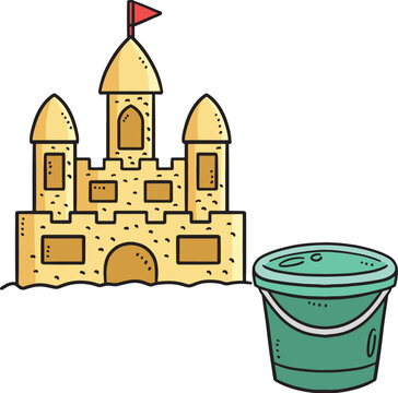 recommend clip art: Sand Castle and Bucket Cartoon Colored Clipart 