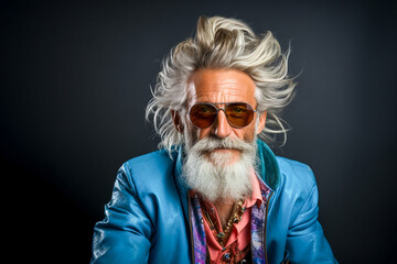 Hipster senior man 70 years old