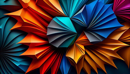 Colorful origami paper as abstract wallpaper background, Ai generated image