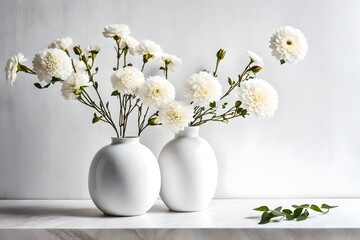 white ceramic vase with flower 
