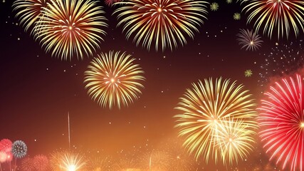 Fototapeta premium Cheerful Present day Year With Shimmer And Firecrackers. Creative resource, AI Generated