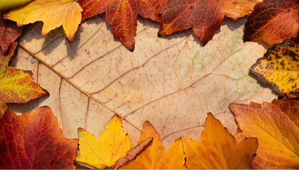 colorful autumn leaves, nicely arranged with space for text or products, leaf structure
