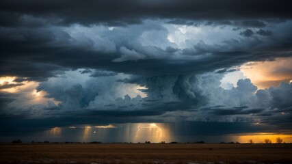 dim energized sky with miserable stormy clouds a number of time as of late rain or snow as one of a kind foundation, remarkable climate. Creative resource, AI Generated