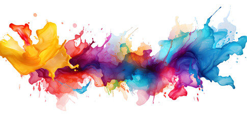 Colorful watercolor splash isolated on transparent background