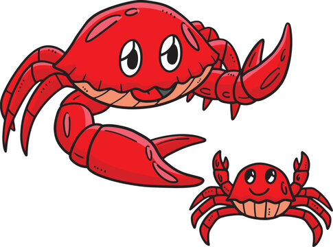 Crabs Cartoon Colored Clipart Illustration