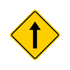 Go Straight Direction Road Sign Yellow Sticker Vector Illustration