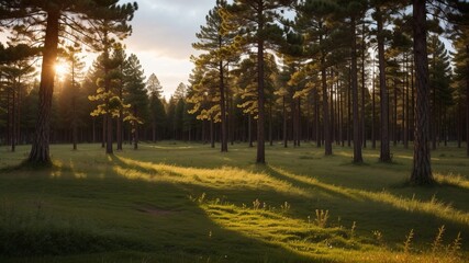 Obraz premium A thick, charmed timberland with fireflies lighting the see at with their spread plans. Creative resource, AI Generated