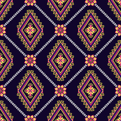 Geometric ethnic pattern seamless flower color. seamless pattern. Design for fabric,curtain,background,carpet,wallpaper,clothing,wrapping,Batik,mandalas,fabric,Vector illustration. pattern style.