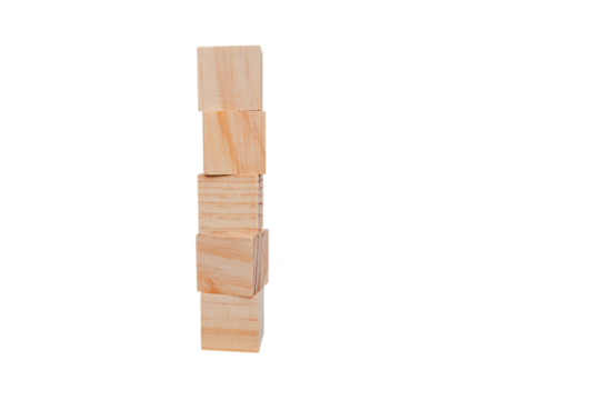 Place wooden blocks as a step towards the goal. Business ideas for successful growth process isolated on white background.PNG