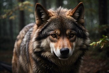 Naklejka na ściany i meble A majestic wolf in its natural habitat