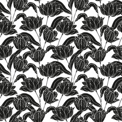 Fototapeta premium Tulips seamless pattern for textile design