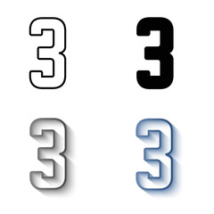 Abstract Number 3 Silhouette Illustration