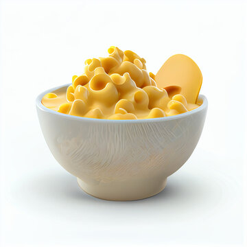 recommend clip art: A delicious bowl of mac and cheese isolated on Solid White background, clipart,  Ai generated image
