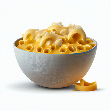 recommend clip art: A delicious bowl of mac and cheese isolated on Solid White background, clipart,  Ai generated image