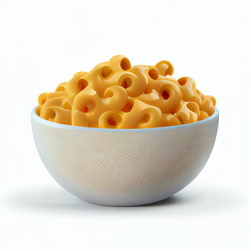 recommend clip art: A delicious bowl of mac and cheese isolated on Solid White background, clipart,  Ai generated image