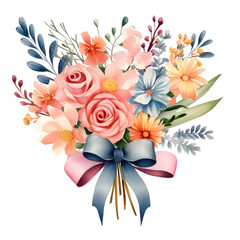 Watercolor flower bouquet Pattern of decorative elements