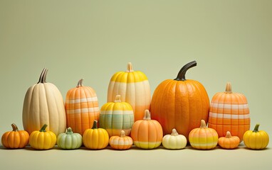 Retro-colored Halloween pumpkins background