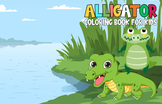 Alligator Design Coloring Book For Kids Cover