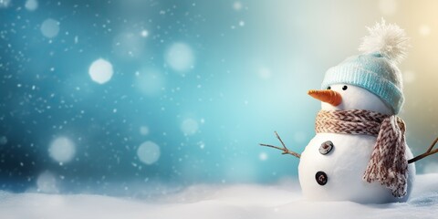 Obraz premium AI Generated. AI Generative. Winter snowball snowflakes snow man snowman christmas new year xmas background mock up. Graphic Art