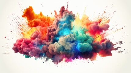 Freeze colored powder explosions isolated on white background