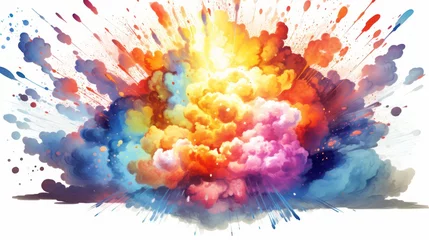 Freeze colored powder explosions isolated on white background © Terablete
