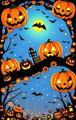halloween background with pumpkins