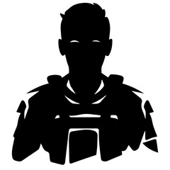 A troop of soldier silhouette vector, a simply designed military man in black and white