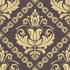 Orient vector classic brown and golden pattern. Seamless abstract background with vintage elements. Orient pattern. Ornament for wallpapers and packaging