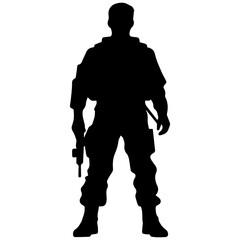 Fototapeta na wymiar A troop of soldier silhouette vector, a simply designed military man in black and white