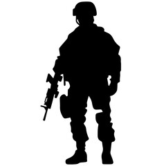 A troop of soldier silhouette vector, a simply designed military man in black and white