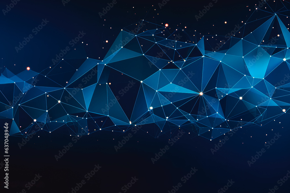 Wall mural wireframe background with plexus effect. futuristic web design blue background.