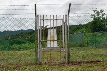 Pagalungan Nabawan, Sabah  Malaysia - August 16 2023: Memorial Monument erected to commemorate Sergent Korom Bin Anduat. He was a Murut warrior who served in British North Borneo Constabulary in 1915